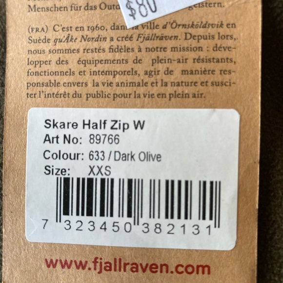 NWT Fjallraven Skare Half Zip Fleece Top XXS-XS - Picture 6 of 6